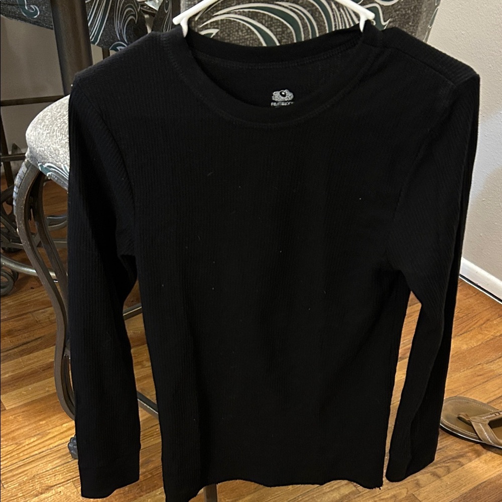 Fruit of the Loom Black Textured Long Sleeve Shirt